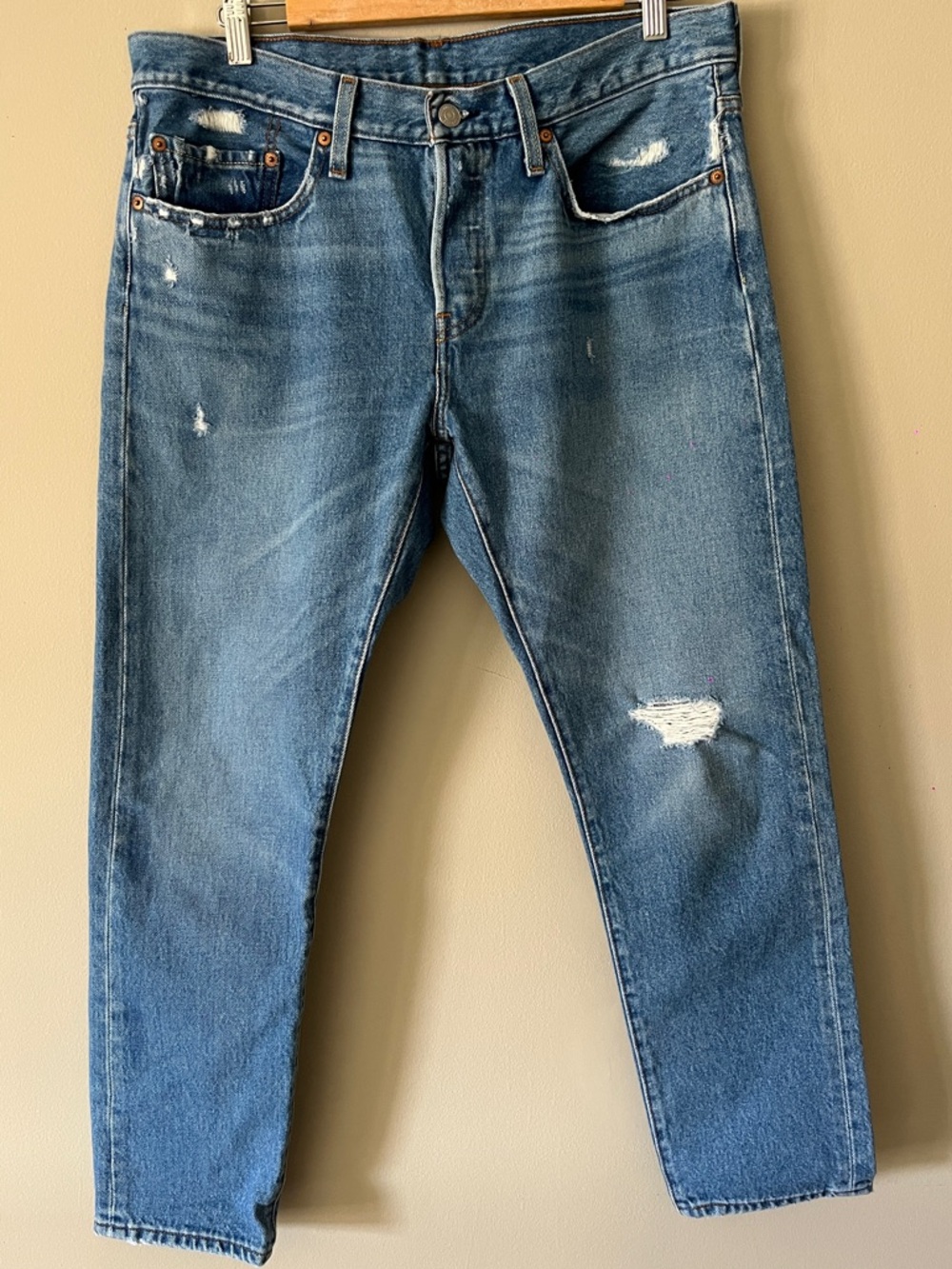 Levi's Blue Distressed Relaxed Jeans